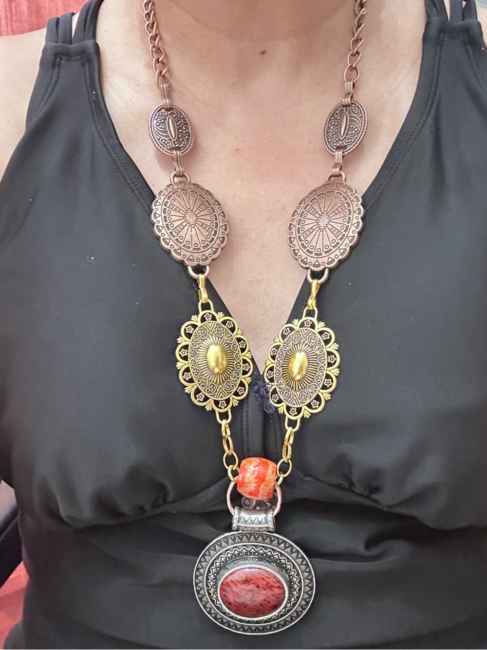 RUBYRUDI • Pendant Necklace Art to Wear UP CYCLED, Western SUSTAINABLE, OOAK - Picture 5 of 16